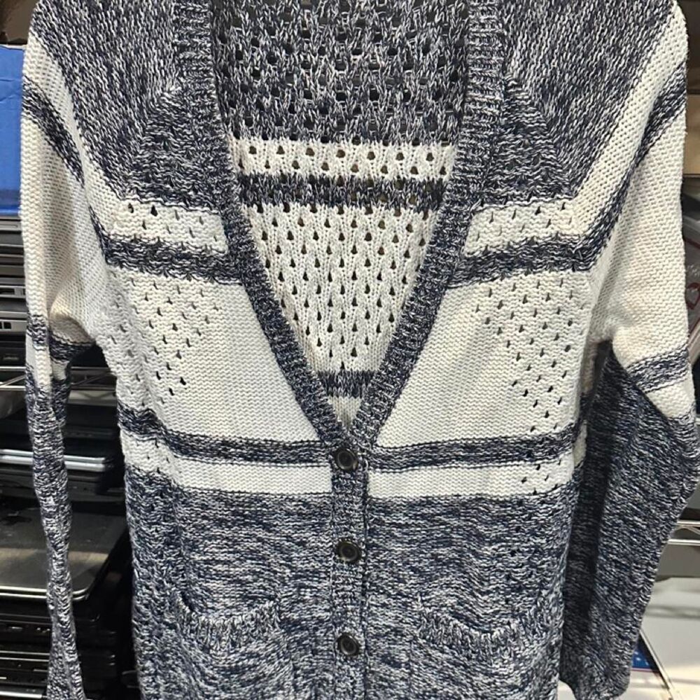 Unbranded Women's White and Navy Cardigan